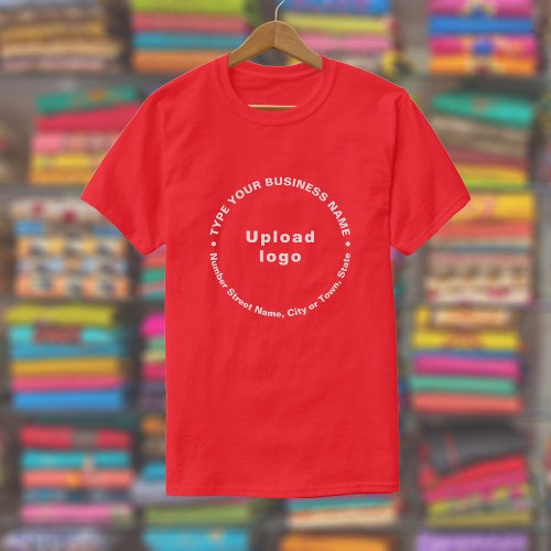 Business Brand Round Pattern Texts on Red T_Shirt