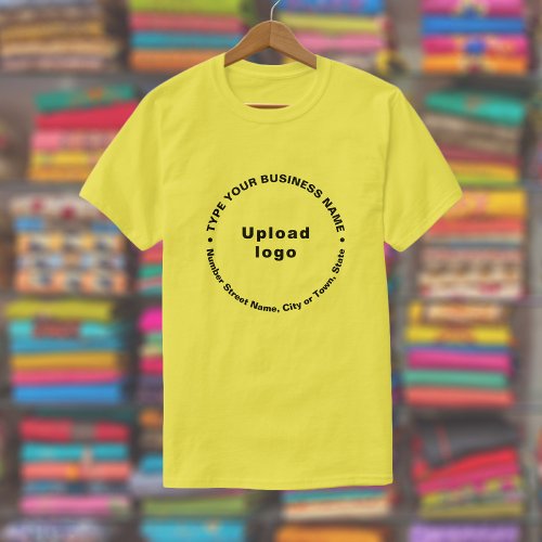 Business Brand Round Pattern Texts on Yellow T_Shirt