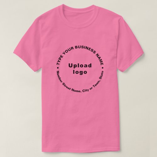Business Brand Round Pattern Texts Pink T_Shirt