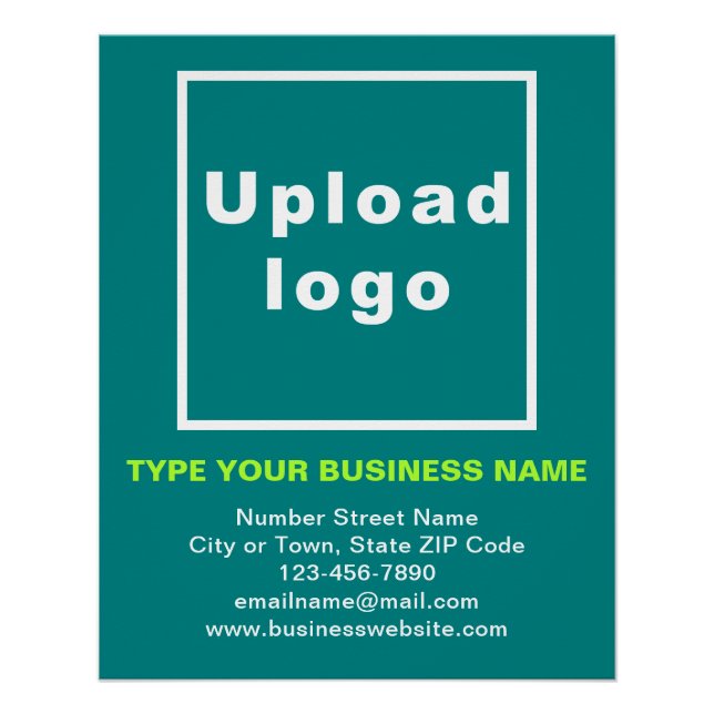 Business Brand Teal Glossy Poster (Front)