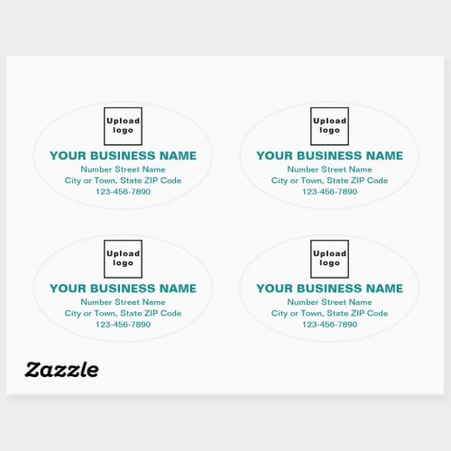 Business Brand Teal Green Minimal Texts on White Oval Sticker
