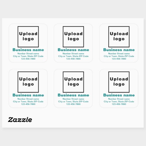 Business Brand Teal Green Minimal Texts on White Square Sticker