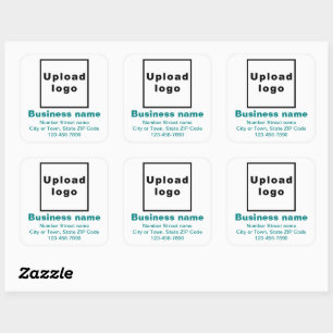 Business Brand Teal Green Minimal Texts on White Square Sticker