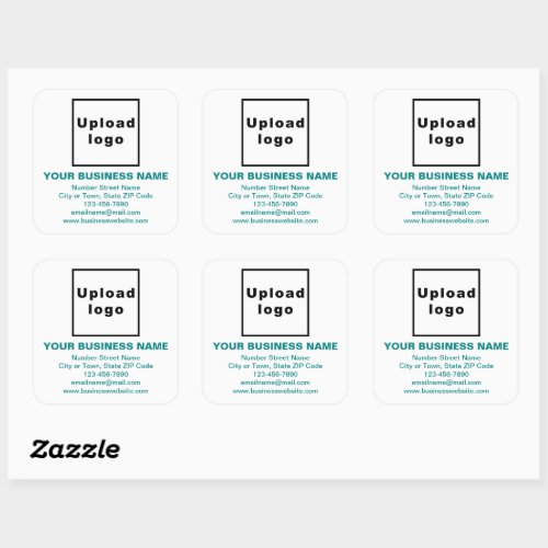 Business Brand Teal Green Texts on White Square Sticker