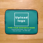 Business Brand Teal Laptop Sleeve<br><div class="desc">Customizable laptop sleeve that you use to build brand name awareness. Contents are your business logo, business or company name, address and phone number. Design is yellow green and white texts on teal background. Please check the appearance after uploading logo and typing texts. If the appearance is pleasing to you,...</div>