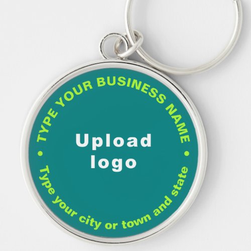 Business Brand Teal Round Premium Keychain