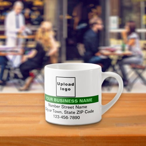 Business Brand With Green Highlight on Espresso Cup