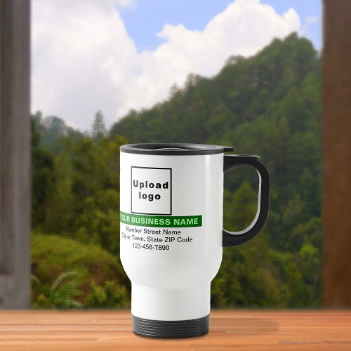 Business Brand With Green Highlight on Travel Mug