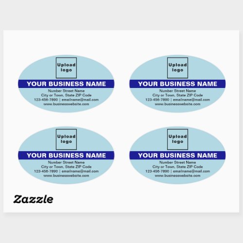 Business Brand With Highlight on Light Blue Oval Sticker