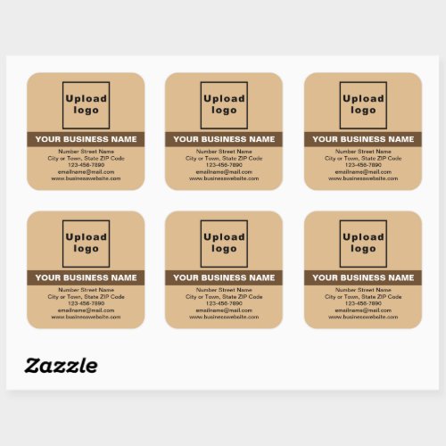 Business Brand With Highlight on Light Brown Square Sticker