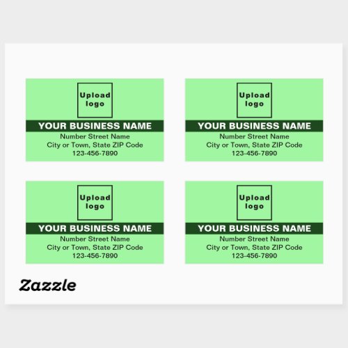 Business Brand With Highlight on Light Green Rectangular Sticker