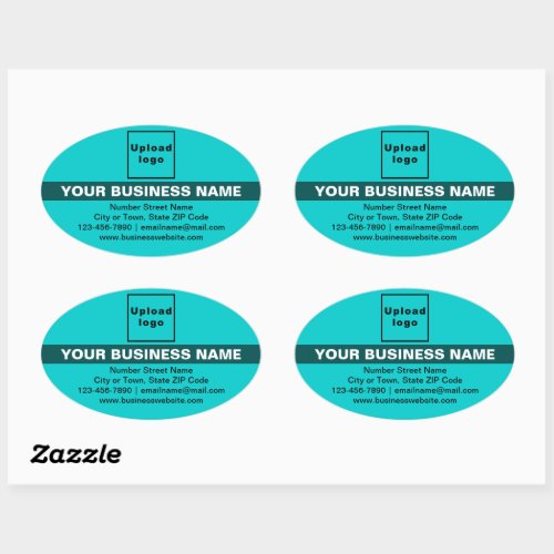 Business Brand With Highlight on Teal Green Oval Sticker