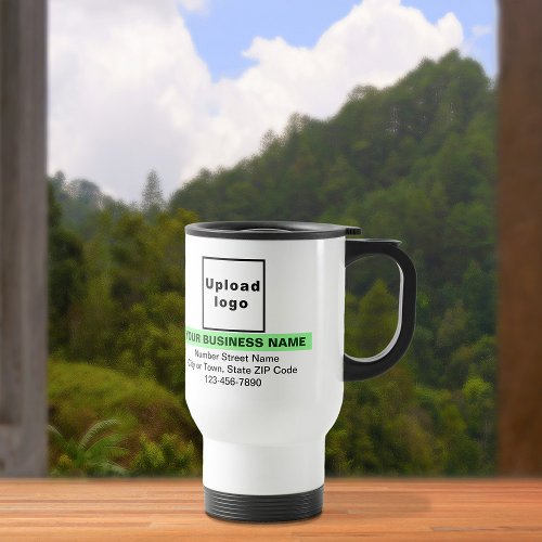 Business Brand With Light Green Highlight on Travel Mug