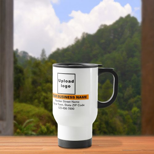 Business Brand With Orange Color Highlight on Travel Mug