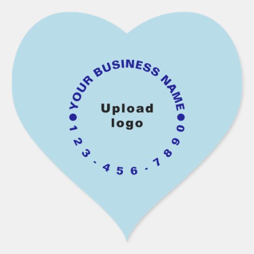 Business Brand With Phone Number on Light Blue Heart Sticker