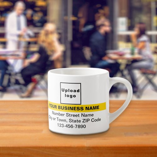 Business Brand With Yellow Highlight on Espresso Cup