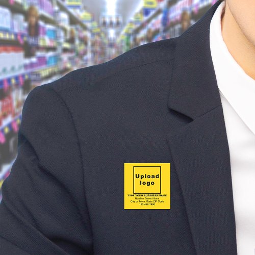 Business Brand Yellow Square Name Tag