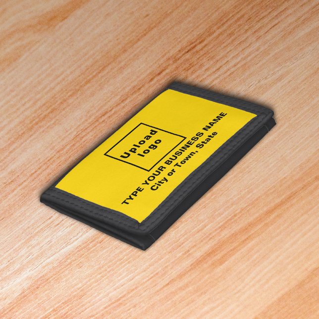 Business Brand Yellow Trifold Nylon Wallet (Build brand name awareness. Your business brand on yellow trifold wallet.)