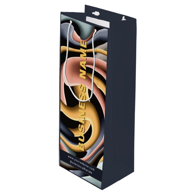 Business Branded Modern Company Promotional Custom Wine Gift Bag (Front Angled)