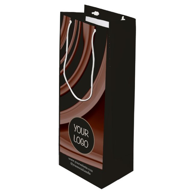 Business Branded NO Minimum Custom Company Logo Wine Gift Bag (Front Angled)