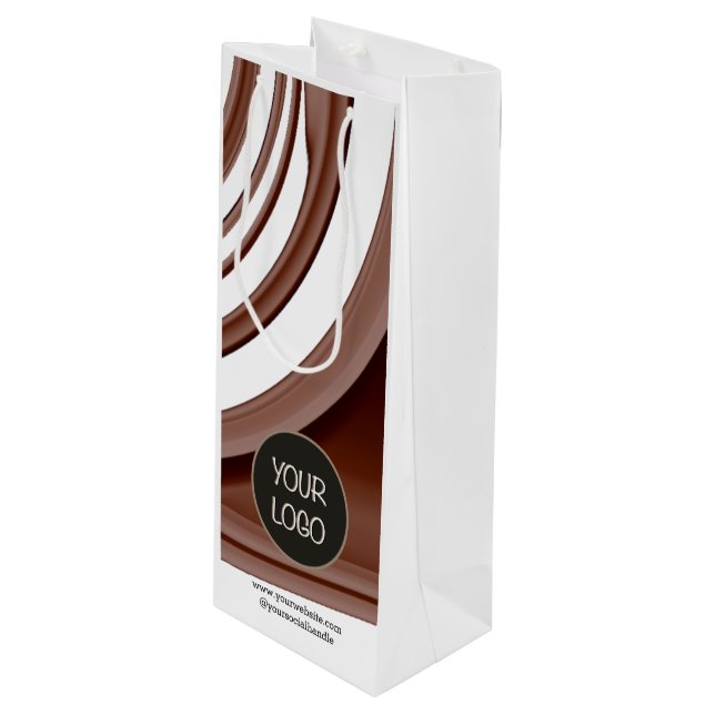 Business Branded NO Minimum Custom Company Logo Wine Gift Bag (Front Angled)