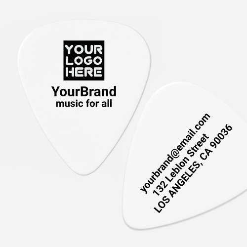 Business Branding Company Band Name Promo White Guitar Pick