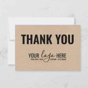 Business Branding Company Logo Kraft Thank You Card