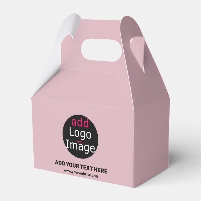 Business Branding Customizable Dusty Rose Pink Favor Boxes (Front Side)