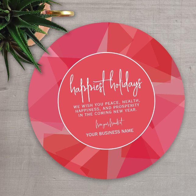 Business Branding - Mod Abstract red pink Happy Holiday Card (A modern holiday card design for any small business)