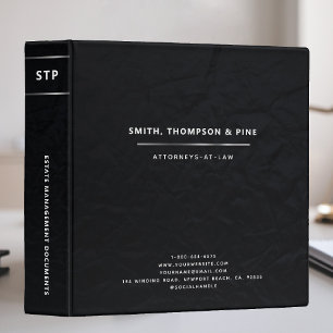 Business Branding Simple Black Elegant Modern  3 Ring Binder
