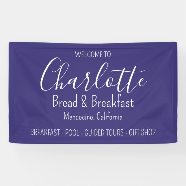 Business Bread & Breakfast Modern Simple Purple Banner (Horizontal)