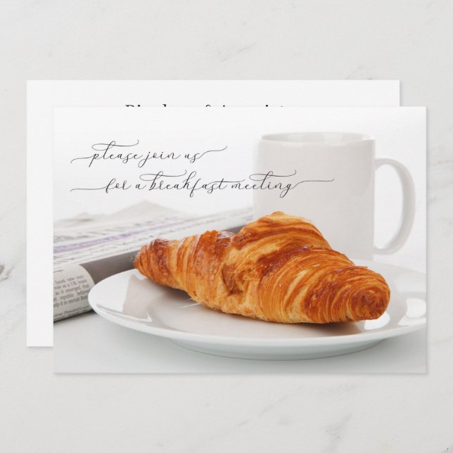 Business Breakfast Meeting Coffee and Croissant Invitation (Front/Back)