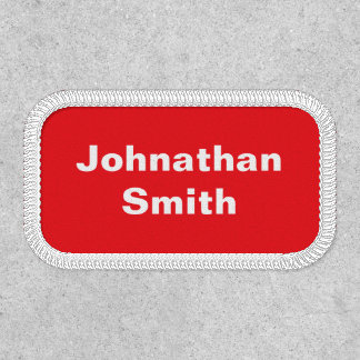 Business Bright Red and White Employee Full Name Patch