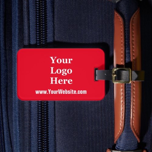 Business Bright Red and White Text Your Log Here Luggage Tag