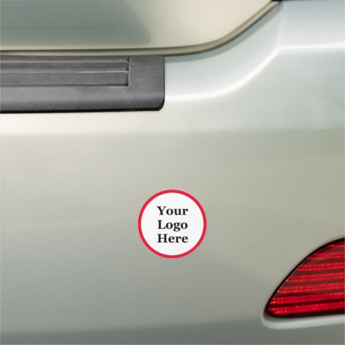 Business Bright Red Round Border  Your Logo Here Car Magnet