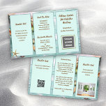 Business Brochure Holistic Blue Wood Spa Flyer<br><div class="desc">Small, business brochure to customize on both sides and fold into thirds. Light blue wood grain background with shells and a spa theme. Each side of this 5x8 size paper has three sections with text templates, which are light blue with brown text. Also add a logo, QR code, and /...</div>