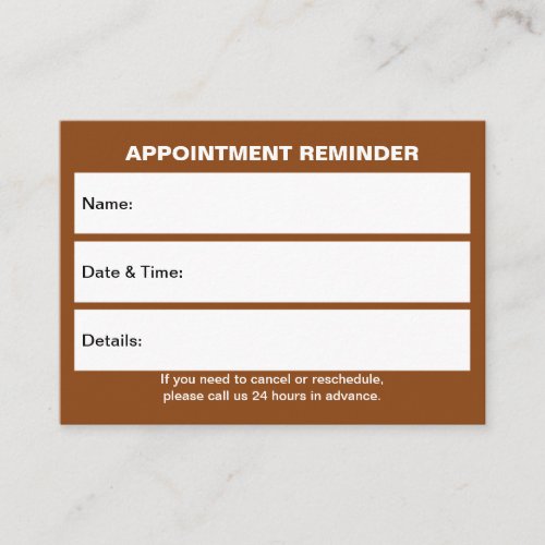 Business Brown Appointment Card