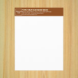 Business Brown Letterhead on Paper Sheet<br><div class="desc">Paper sheet with customizable heading. Paper sheet as letterhead. Customize the heading by uploading your business logo, typing your business or company name, address, phone number, e-mail and website or social media page. Paper sheet with your business name on heading to advertise your business or promote your brand name to...</div>