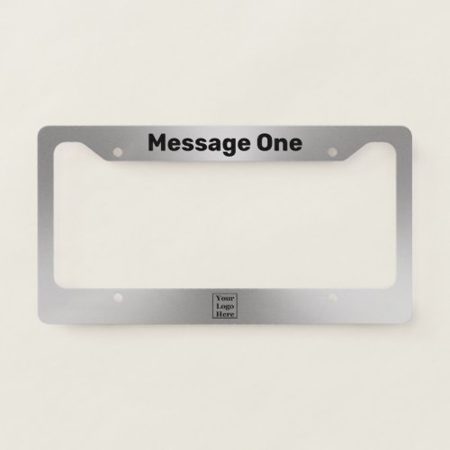 Business Brushed Metal Look Black Text Your Logo  License Plate Frame