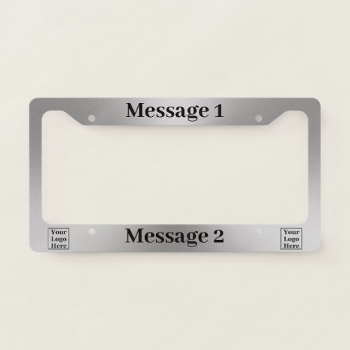 Business Brushed Metal Look Black Text Your Logo License Plate Frame