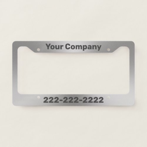 Business Brushed Metal Look Company Ad License Plate Frame