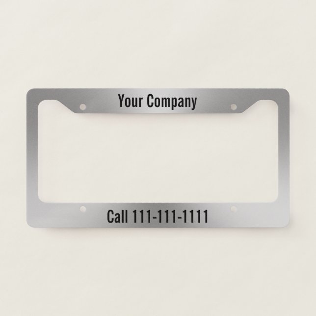 Business Brushed Metal Look Company Advertisement License Plate Frame (Front)