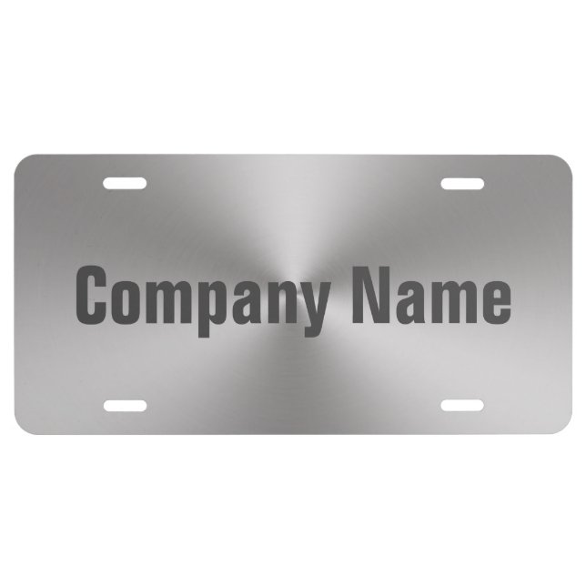 Business Brushed Metal Look Company Name Template License Plate (Front)