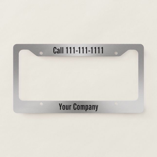 Business Brushed Metal Look Promotional Text License Plate Frame (Front)