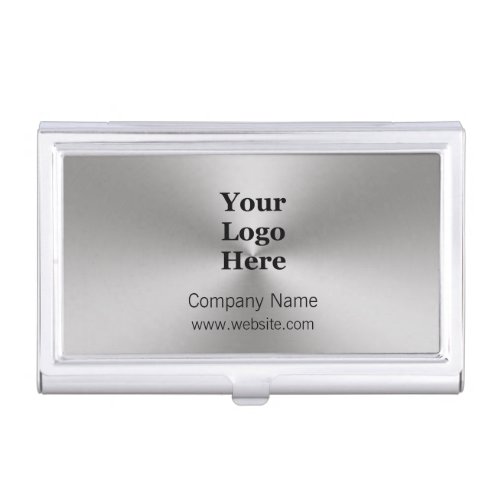 Business Brushed Metal Look Text Your Logo Here Business Card Case