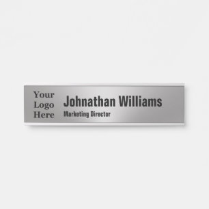 Business Brushed Metal Look Your Name Title Logo Door Sign