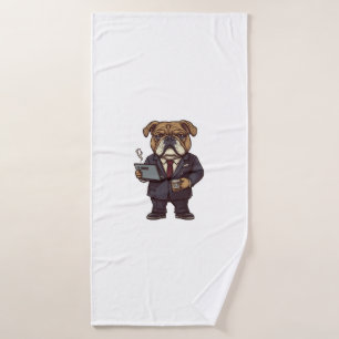 Business Bulldog � Funny Office Dog Bath Towel