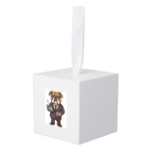 Business Bulldog � Funny Office Dog Cube Ornament