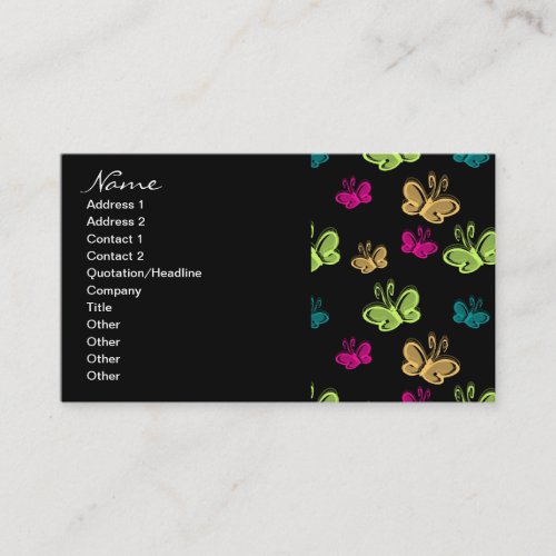 Business Candy Butterflies On Black Business Card Templates