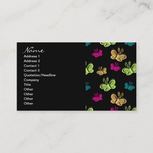 Customizable Business Candy Butterflies On Black Business Card Templates